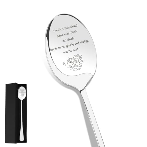 Geschenke zur Einschulung, Schulanfang, Einhorn Geschenke für Mädchen, Löffel mit Gravur, Endlich Schulkind, Mutmacher Schulanfang Glücksbringer, Schulbeginn Geschenk Schuleinführung Ganz Viel Glück Geschenke zur Einschulung, Schulanfang, Einhorn Geschenke für Mädchen, Löffel mit Gravur, Endlich Schulkind, Mutmacher Schulanfang Glücksbringer, Schulbeginn Geschenk Schuleinführung Ganz Viel Glück von Tamnioa