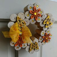 Blumen Und Schmetterlinge Kork Kranz-Gelb Orange Blumen Und Schmetterlinge Kork Kranz-Gelb Orange von TamsCreativeOutlet