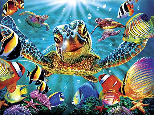 Tamseen DIY Diamond Painting Schildkröte, 5D Diamant Painting Bilder Erwachsene Tiere, Diamant Painting Bilder Kinder Kunst Strass Stickerei Sets, für Home Wanddekoration 30X40 cm von Tamseen