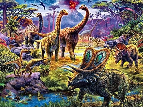 Tamseen DIY Diamond Painting Dinosaurier, 5D Diamant Painting Bilder Erwachsene Tiere, Diamant Painting Bilder Kinder Kunst Strass Stickerei Sets, für Home Wanddekoration 30X40 cm von Tamseen