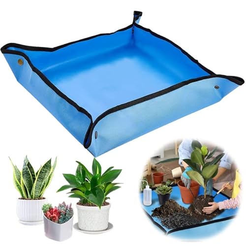 Tamseen Gartenarbeitsmatte Pflanzen Umtopfmatte, Blue Waterproof Plant Repotting Mat, Faltbare Tragbar wasserdichte Gartenmatte Pflanzmatte für Umtopf, für Sukkulenten Bepflanzung den Innenbereich von Tamseen