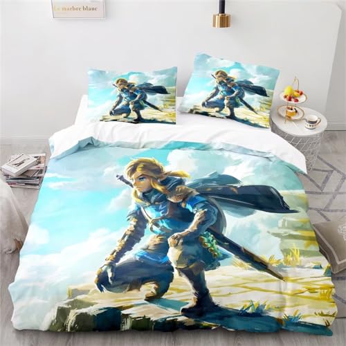 Tanacc 3D Drucken Bettwäsche Set 155x220,Microfaser Einzelbett 1 Bettbezug Mit Reißverschluss + 2 Kissenbezüge 80x80 von Tanacc