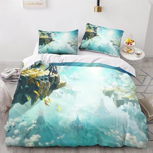 Tanacc 3D Drucken Bettwäsche Set 200x200,Microfaser Einzelbett 1 Bettbezug Mit Reißverschluss + 2 Kissenbezüge 80x80 von Tanacc
