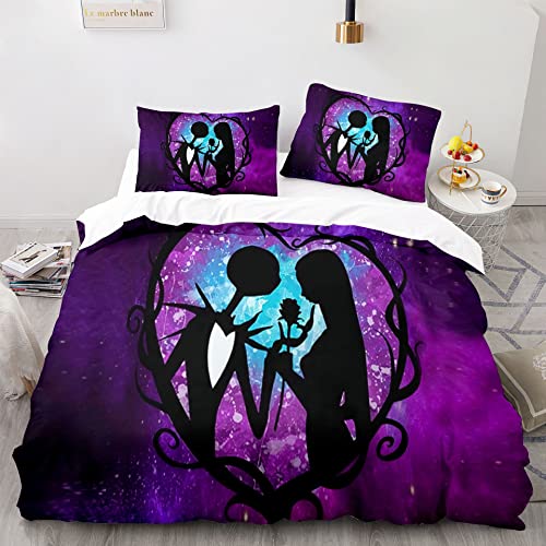 Tanacc 3D Drucken The Nightmare Bettwäsche Set 135x200,Microfaser Einzelbett 1 Bettbezug Mit Reißverschluss + 1 Kissenbezüge 80x80 von Tanacc