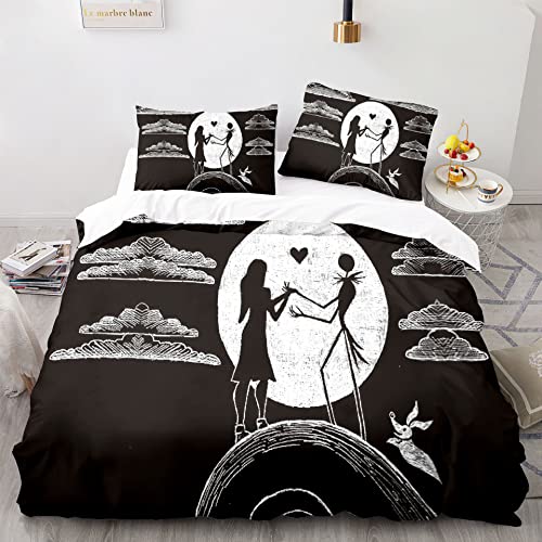 Tanacc 3D Drucken The Nightmare Bettwäsche Set 200x200,Microfaser Einzelbett 1 Bettbezug Mit Reißverschluss + 2 Kissenbezüge 80x80 von Tanacc