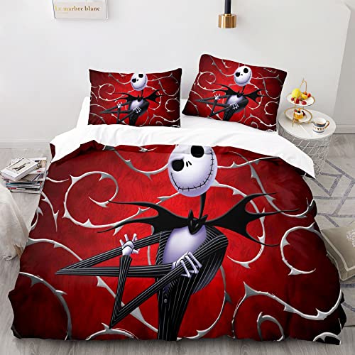Tanacc 3D Drucken The Nightmare Bettwäsche Set 200x200,Microfaser Einzelbett 1 Bettbezug Mit Reißverschluss + 2 Kissenbezüge 80x80 von Tanacc