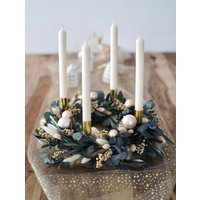 Adventskranz - Trockenblumen Kranz „Greencream Eukalyptus" Türkranz, Tischkranz Adventskranz - Trockenblumen Kranz „Greencream Eukalyptus" Türkranz, Tischkranz von Tanafleur