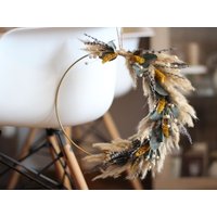 Trockenblumenring „Boho Ocker" Eukalyptus, Pampasgras - Trockenblumen Hoop Türkranz, Wanddekoration von Tanafleur
