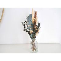 Trockenblumenstrauß "Eukalyptus Love" Creme/Beige Mit Vase - Strauß Für Tisch Dekoration von Tanafleur