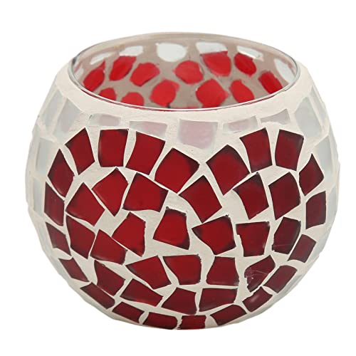 Tanant Mosaik-Glas-Kerzenständer, Romantischer Dekorativer Liebes-Herz-Muster, Mosaik-Teelichthalter aus Glas, Handgefertigter Glas-Kerzenhalter für Restaurants, Bars von Tanant