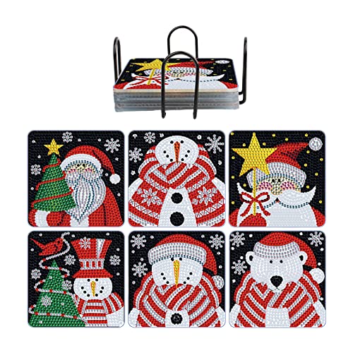 Tanant 6 Stück Diamantmalerei Untersetzer DIY Weihnachtsuntersetzer mit Halter 10,2 cm rutschfester Untersetzer, Korkbasis Diamantkunst Zubehör Mandala Malerei Kit für Anfänger Erwachsene Kinder Kunst Tanant 6 Stück Diamantmalerei Untersetzer DIY Weihnachtsuntersetzer mit Halter 10,2 cm rutschfester Untersetzer, Korkbasis Diamantkunst Zubehör Mandala Malerei Kit für Anfänger Erwachsene Kinder Kunst von Tanant