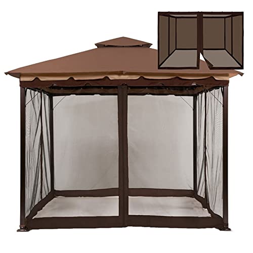 Tanant Moskitonetz mit Reißverschluss für Universal Outdoor 10x10ft Baldachin Zelt, DIY Vorhang Stil Baldachin Wände für Terrasse Pavillon (nur Moskitonetz, braunes Pavillon Moskitonetz 10 x 10ft) von Tanant