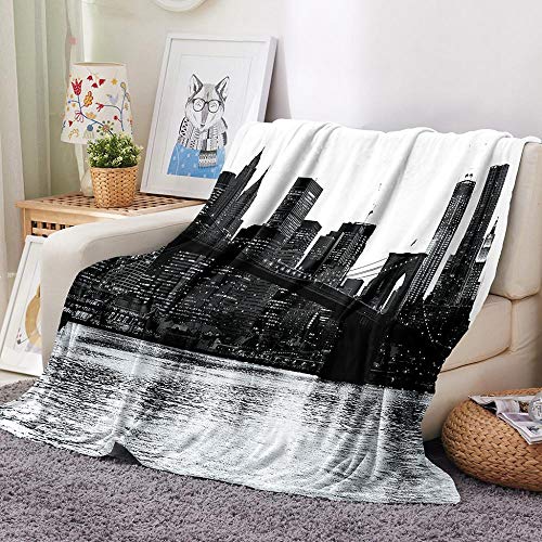 Kuscheldecke Weich, New York Brooklyn Bridge Stadtarchitektur Decke Sofa Kuschelig Flauschig Überwurf Flanell Fleecedecke Tagesdecke Heim Sofadecke Mikrofaser Couchdecke Warm Enfant Adulte 150x200cm von Tanboan