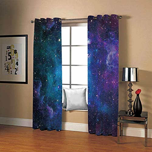 Tanboank Gardinen mit ösen Galaxie Vorhang Blickdicht Schlafzimmer Kinderzimmer Verdunkelungsvorhang Thermo Vorhänge Ösenvorhang 225x140cm 2 Stücke von Tanboank