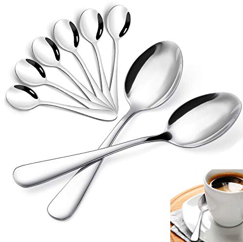 TAGYUO 8-teiliges Tee-/Kaffeelöffel-Set,13,5 cm großer Teelöffel aus Edelstahl,kleiner silberner Kaffeelöffel aus Edelstahl TAGYUO 8-teiliges Tee-/Kaffeelöffel-Set,13,5 cm großer Teelöffel aus Edelstahl,kleiner silberner Kaffeelöffel aus Edelstahl von TAGYUO