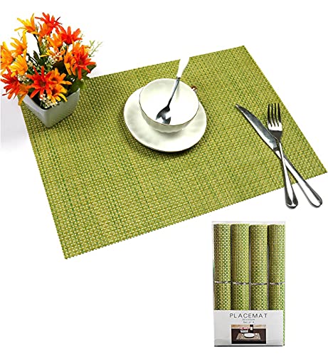 Tischsets PVC Home Dining Tischsets Geschenk Set von 4 rutschfeste hitzebeständige Tischsets 30x45cm Grün gewebt Tischsets für Restaurant Küche Esszimmer Cafe von Tang Yuan