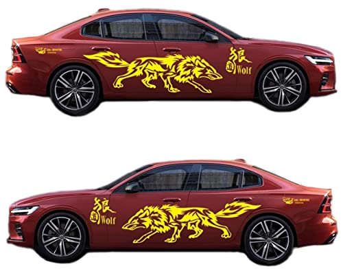 Auto Aufkleber Wolf Totem Personalisierte modifizierte Körper Sticker ganze Auto Aufkleber 63 Zoll (Gelb) von TangDao