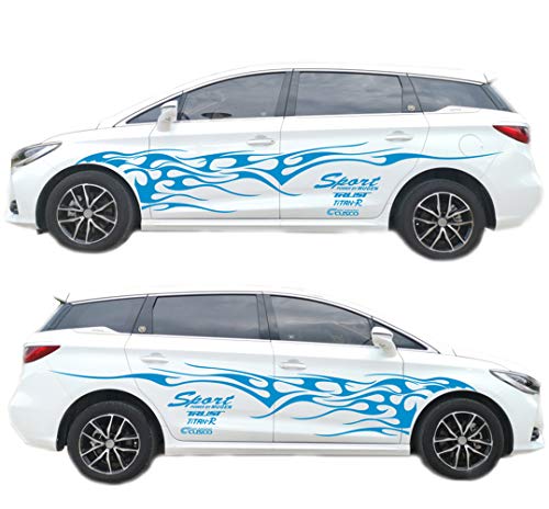 Auto Sticker Aufkleber Flammenblume DIY Seitenaufkleber Groß Wohnwagen 330CM (Blau) von TangDao