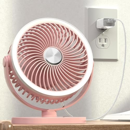 TangDao USB-kleiner Ventilator mit Licht, Desktop-Ventilator, Wandventilator, Schlafzimmerküche tragbare Lüfterlicht im Freien.（rosa） von TangDao