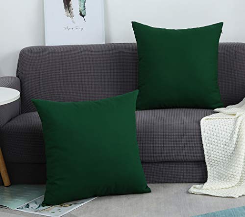 TangDepot Kissenbezüge, handgefertigt, dekorativ, 100% Baumwolle, Leinen, 45 Farben erhältlich – (45,7 x 45,7 cm, dunkelgrün, 2 Stück) von TangDepot