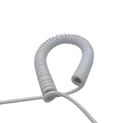 Gewundene Spirale 22AWG White Spiral Power Scalable Cord 2 Core x 0.3mm2 Copper Cores Spring Telescopic Electrical Cable Wire Spanndraht(1.2 meters) von Tangerniu