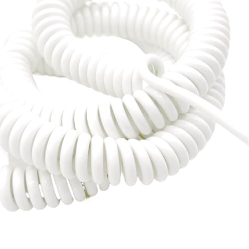 Gewundene Spirale 3-adriges Spiralschrumpfkabel, 0,75 mm2, dehnbar von 1 Meter bis 10 Meter, 18 AWG, dehnbarer Teleskopdraht, weißer Federdraht Spanndraht(1 Meter) von Tangerniu