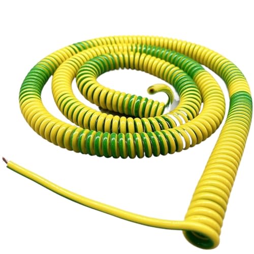 Gewundene Spirale Einadriges 2,5 mm2 Feder-Erdungskabel Spiral-Netzkabel Gelb-grünes Spiraldrahtkabel Erdungskabel Spanndraht(2 meters) von Tangerniu