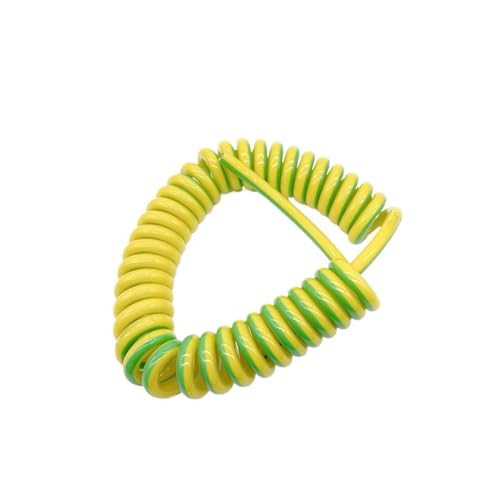 Gewundene Spirale Stretch 3 Meter 9,8 Fuß Teleskop Erdungskabel Einzelader Federspiralkabel 20AWG 13AWG 7AWG Gelbgrüner Kupferkern Spanndraht(9AWG 6mm2) von Tangerniu