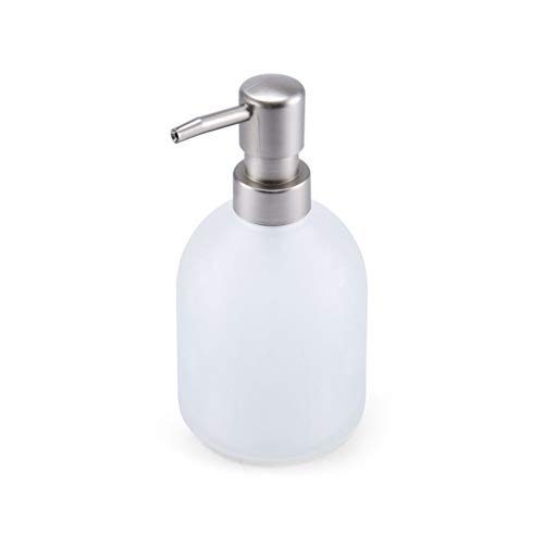 Tangerniu Zxxin-Seifenflasche, Mattglas Seifenspender, Edelstahl-Pumpe, Handpumpe Flasche, Lotions und Flüssigkeiten, Home Hotel Restaurant (Color : White, Size : 450ml) von Tangerniu