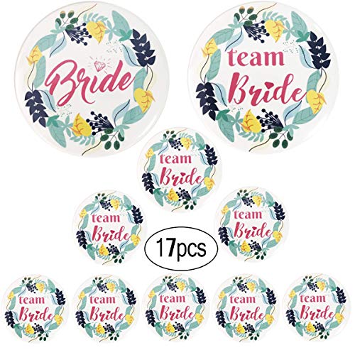 Tangger 1* Bride & 16 * Team Bride Buttons Team Braut Buttons Deko Accessoires JGA Buttons JGA deko Accessoires Hochzeit Anstecker für Junggesellinnenabschied Frauen Accessoires Hochzeitsfeier von Tangger