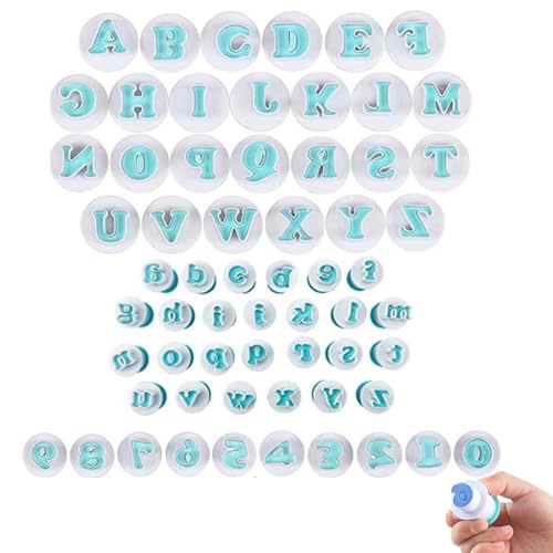 Buchstaben Ausstecher für Fondant,Tangger 62 pieces Fondant Ausstecher Buchstaben,Buchstaben Zahlen Ausstechform Ausstecher,Buchstaben Ausstecher,Fondant Ausstecher Backen Zubehör für Kuchen, Keks von tangger
