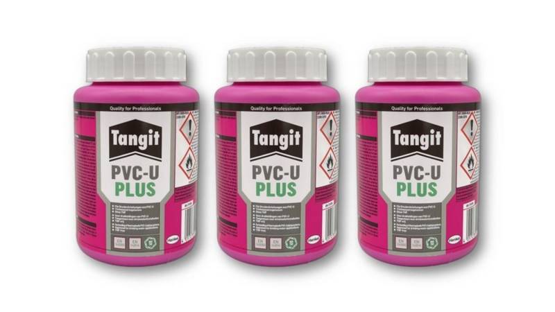 Tangit Klebstoff Tangit PVC-U Plus Kleber für Druck- und drucklose Rohrleitungen 500g, (3-tlg) von Tangit