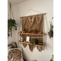 Benutzerdefiniertes Multicolour Großes Doppel Makramee Regal - 3Ft | Boho Dekor Wohnzimmer Handgefertigtes Wandbehang Wanddeko von TangledDreamsCo
