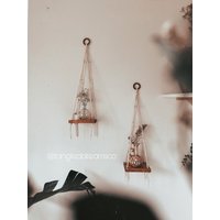 Makramee Pflanzenregal | 6 " Boho-Dekor/Hängendes Regal Pflanzenaufhänger Hängender Übertopf Muttertagsgeschenk von TangledDreamsCo