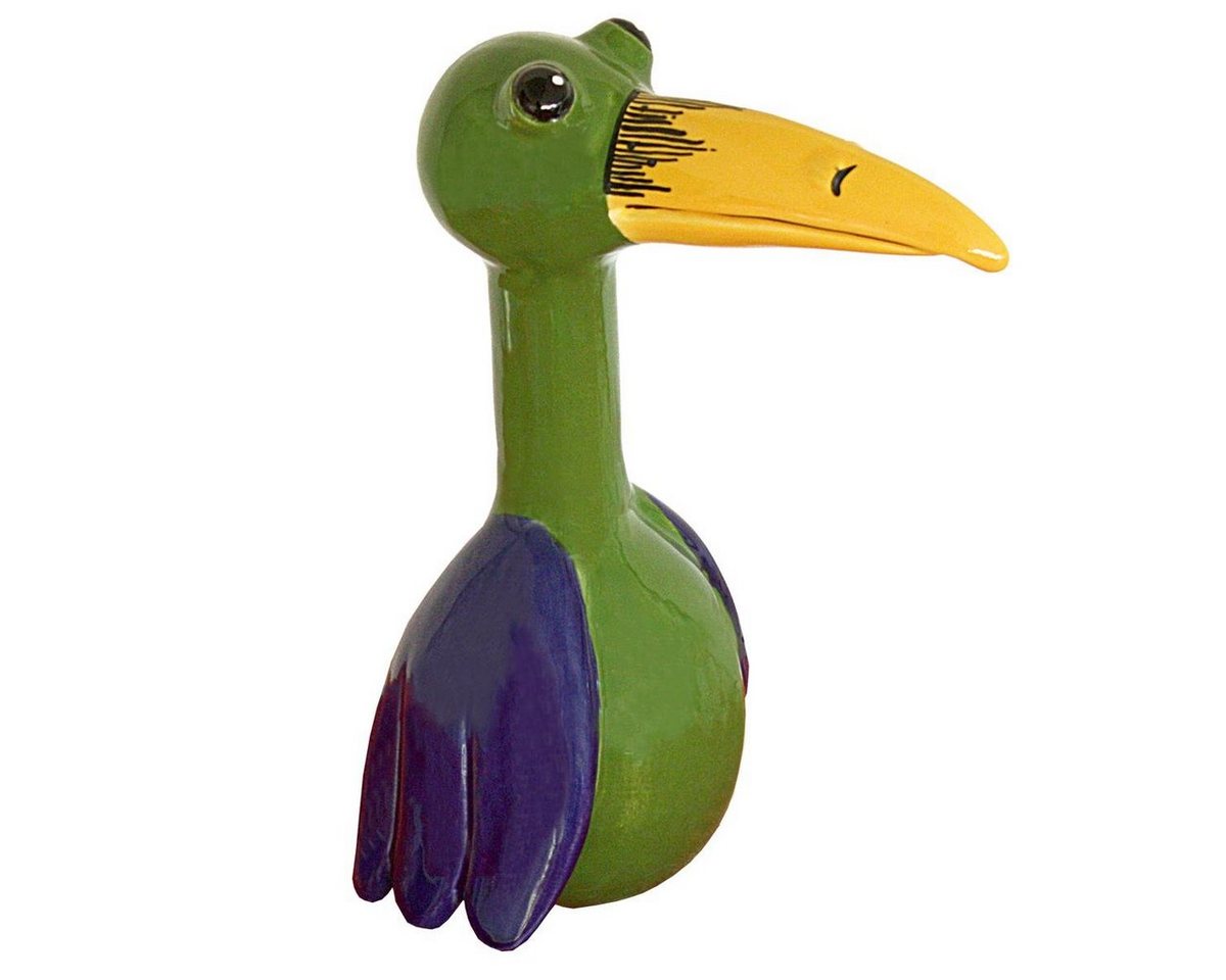 Tangoo-Deko Gartenfigur Tangoo Keramik-Vogel grün sitzend mit langem Schnabel, (Stück) von Tangoo-Deko