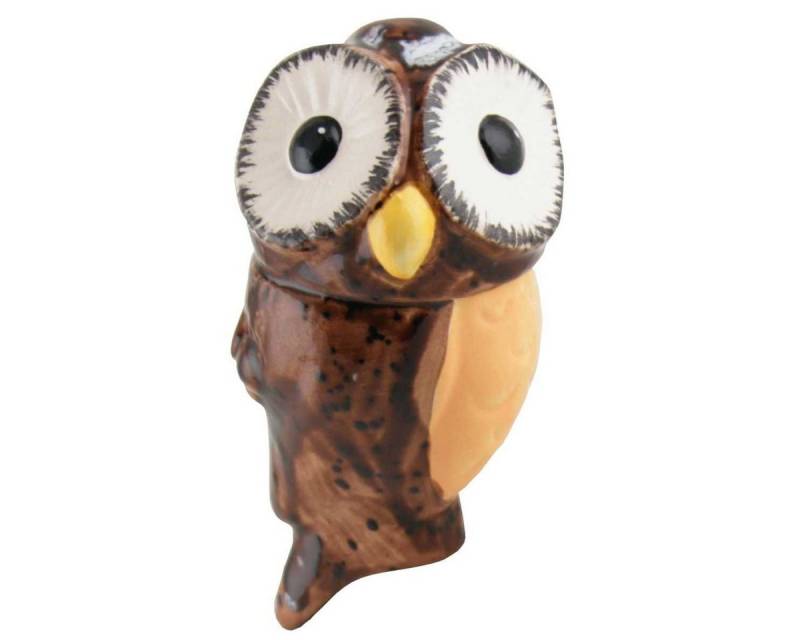 Tangoo Gartenfigur Tangoo Keramik-Kauz MINI dunkelbraun mit schwarz-weißen Akzenten, (Stück) von Tangoo