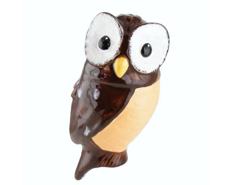 Tangoo Gartenfigur Tangoo Keramik-Vogel Eule dunkelbraun mit schwarz-weißen Akzenten, (Stück) von Tangoo