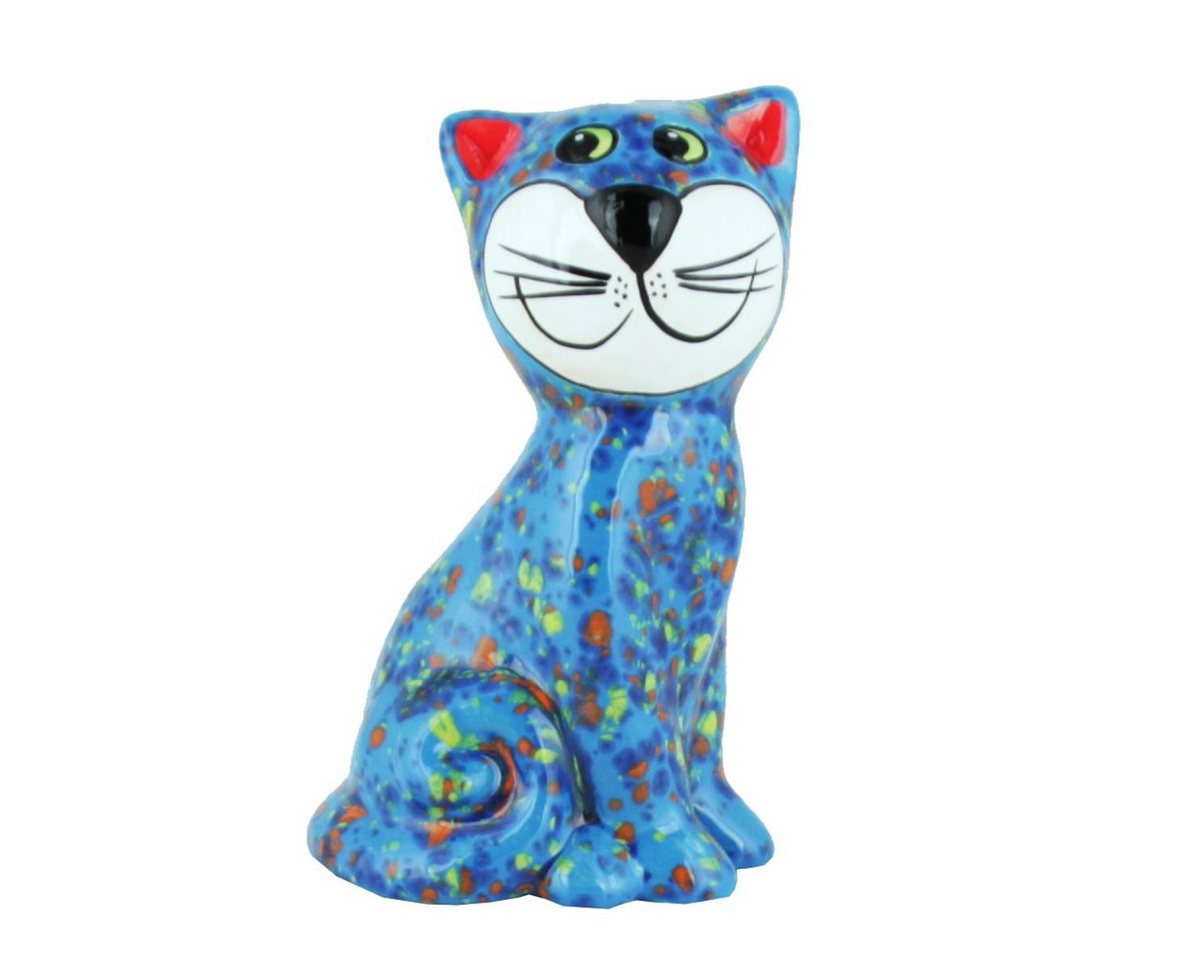 Tangoo Gartenfigur Tangoo Keramik-Katze sitzend blau getupft glänzend ca 14cm H, (Stück) von Tangoo