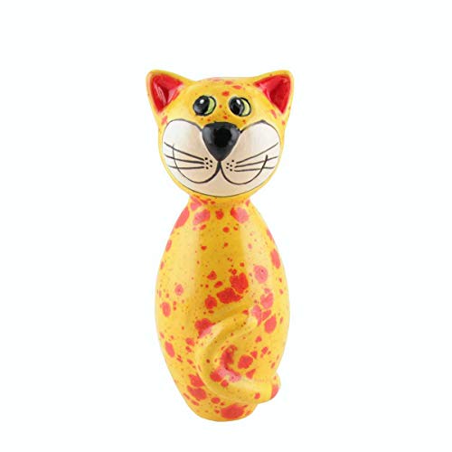 Tangoo Keramik Katze Mini gelb Effektglasur mit roten Sprenkeln von Tangoo