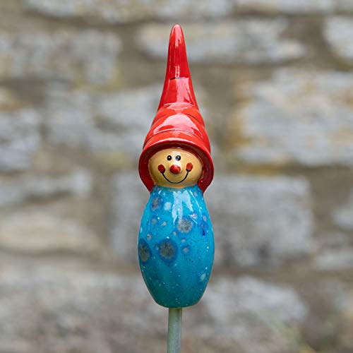 Tangoo Keramik Wichtel in hellblau/Gartenstecker von Tangoo