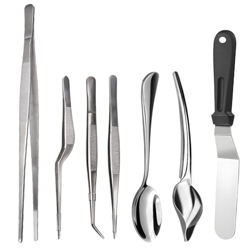 Rivoean Culinary Specialty Tools Set, Professional Chef Koch Plating Kit, 7-teilig, Edelstahl von Tangoowal