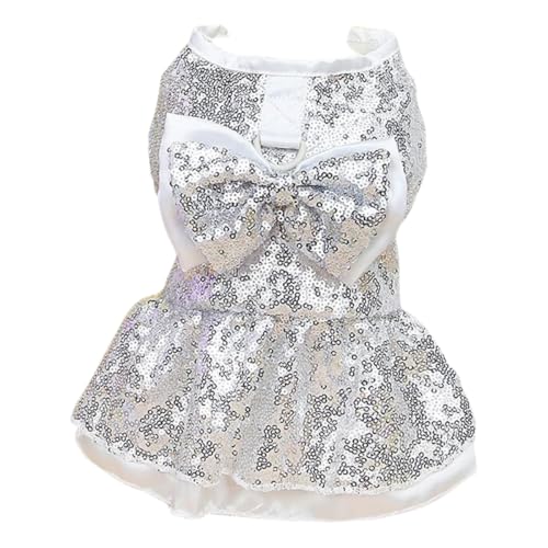 Tangpan Beam Waist Weihnachtskostüm für Hunde, Tanzrock, Satin, Camp-Partykleid, Silber, Größe XXL Tangpan Beam Waist Weihnachtskostüm für Hunde, Tanzrock, Satin, Camp-Partykleid, Silber, Größe XXL von Tangpan