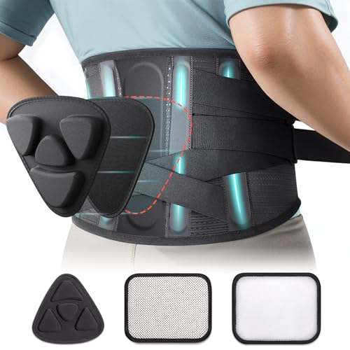 Rückenbandage für Männer Frauen Rückenstützgürtel zur Schmerzlinderung im Unteren Rücken mit 3 Arten von Ersatz-Lendenpolstern, Taillenstütze für Bandscheibenvorfall, Ischias, Skoliose (Schwarz, XL) von Tangsoo