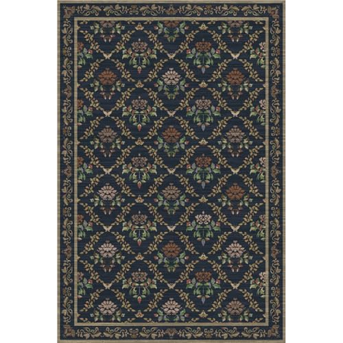 Tangsoo Kleiner Teppich mit Blumenmuster, waschbar, für Eingänge, rutschfeste Teppiche, dunkelblau, abgenutzter Bodenteppich, Boho-Stil, weicher Niederflor, Fußmatte für Eingang, Schlafzimmer, Küche Tangsoo Kleiner Teppich mit Blumenmuster, waschbar, für Eingänge, rutschfeste Teppiche, dunkelblau, abgenutzter Bodenteppich, Boho-Stil, weicher Niederflor, Fußmatte für Eingang, Schlafzimmer, Küche von Tangsoo