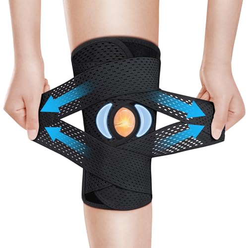 Tangsoo Kniebandage Männer Damen,Kniestütze meniskus mit patella Gel Pads & Seitenstabilisatoren Kniebandage Sport für ACL MCL Arthritis Verletzungen Wiederherstellung (Schwarz,L) von Tangsoo