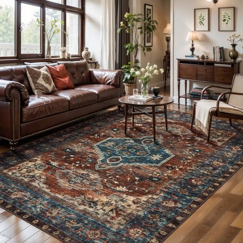 Tangsoo Waschbarer Teppich für Wohnzimmer, Vintage, Innenbereich, rutschfest, große Flächenteppiche, bedruckt, rostfreier Teppich, weicher niedriger Flor, faltbarer Bodenteppich für Schlafzimmer Tangsoo Waschbarer Teppich für Wohnzimmer, Vintage, Innenbereich, rutschfest, große Flächenteppiche, bedruckt, rostfreier Teppich, weicher niedriger Flor, faltbarer Bodenteppich für Schlafzimmer von Tangsoo