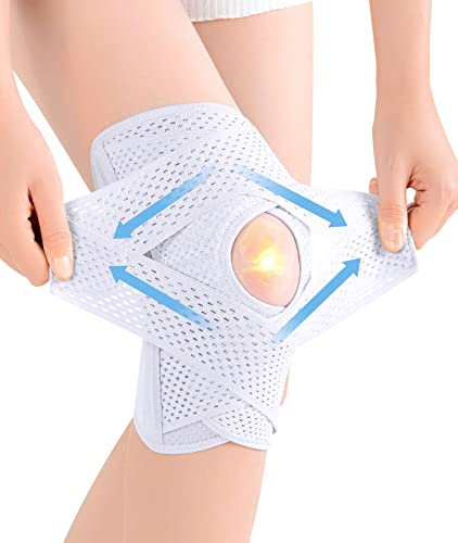 kniebandage Damen Männer Sport,Kniebandage mit klettverschluss und Patella Gel Pads für Damen & Männer Orthopädische Bandage knie Meniskus Arthrose Gelenkschmerzlinderung sport Weiß L von Tangsoo