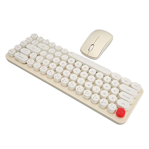 2,4 G Kabellose Tastatur und Mauskombination, Tragbare Retro Silent Computertastatur, 68 Tasten Büro Tastatur Maus Set für PC, Laptop (Beige) von Tangxi