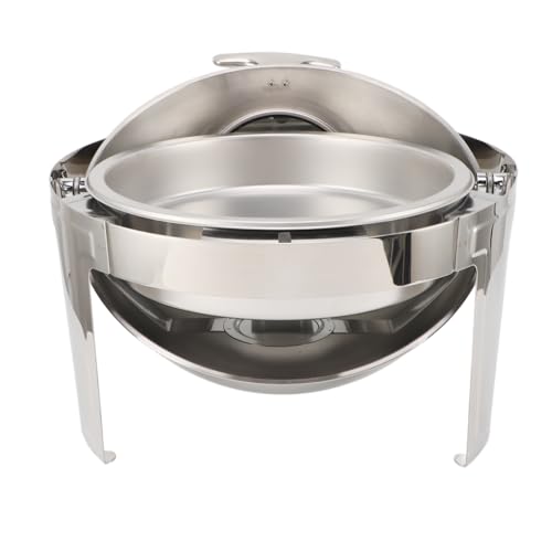 Buffet Serverwärmer -Set, Edelstahl Round Catering Wärmer Set 6L mit Sichtbarem Glasdeckel für Party (1 Pan in voller Größe) von Tangxi