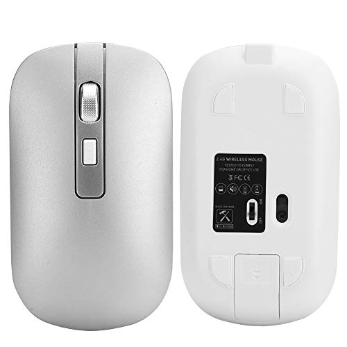 Tangxi Drahtlose 2,4-G-Maus, Hochauflösende Drahtlose USB-Lademaus mit 1600 DPI und Ergonomischem Design für Privat- und Bürounternehmen (Silber) von Tangxi